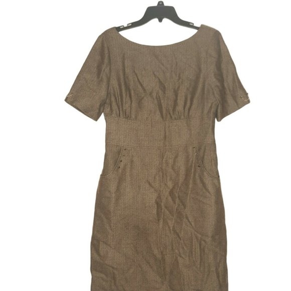 Antonio Melani Brown Academia Herringbone Wool Blend Dress 8 - Picture 2 of 11